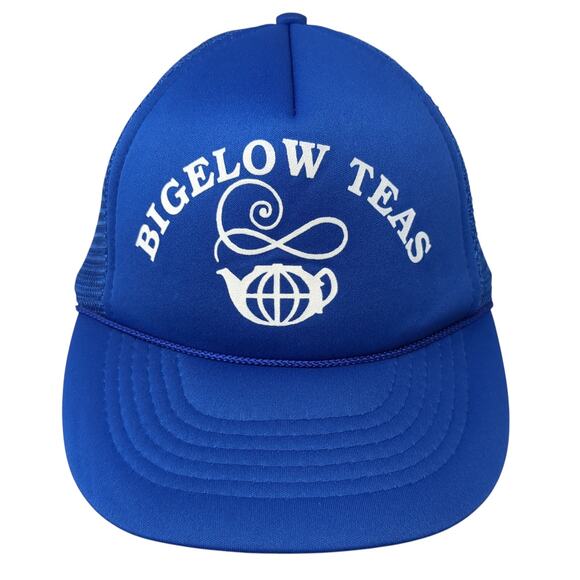 Bigelow Teas Snapback Trucker Cap Blue One Size Adjustable Mesh Back Rope - Picture 1 of 9